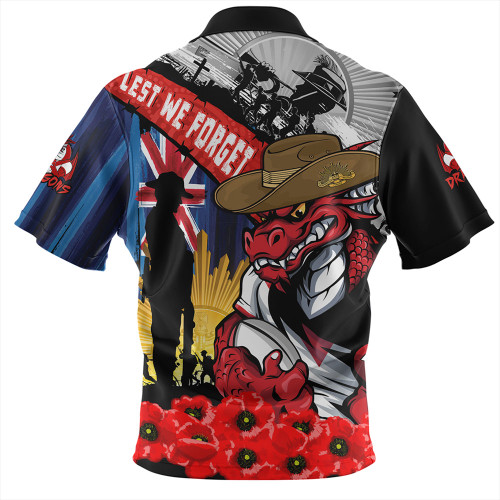 St. George Illawarra Dragons Hawaiian Shirt United In Spirit Anzac Day Tribute St. George Illawarra Dragons Hawaiian Shirt United In Spirit Anzac Day Tribute