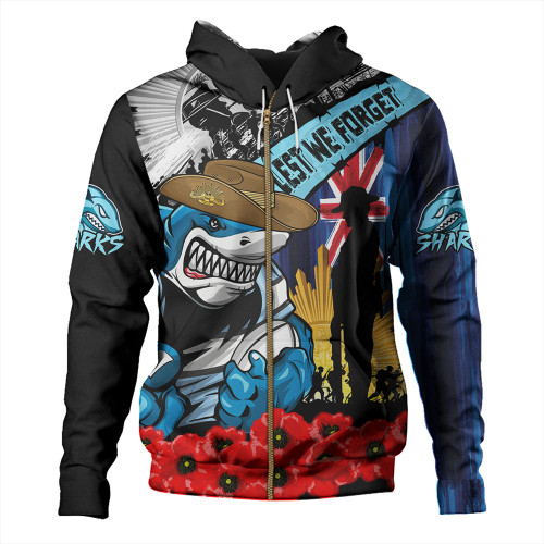 Cronulla-Sutherland Sharks Hoodie United In Spirit Anzac Day Tribute Cronulla-Sutherland Sharks Hoodie United In Spirit Anzac Day Tribute
