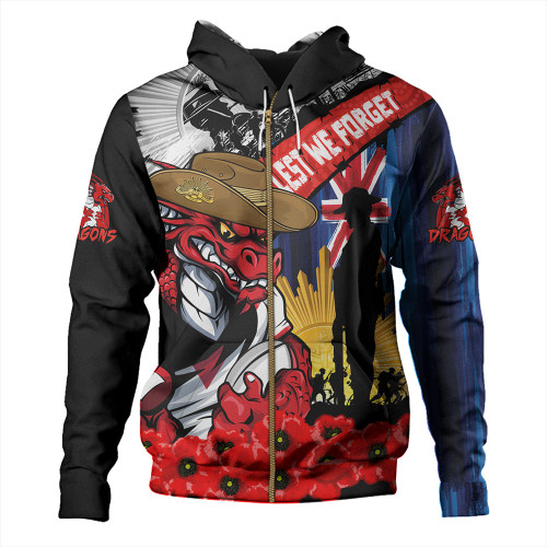 St. George Illawarra Dragons Hoodie United In Spirit Anzac Day Tribute St. George Illawarra Dragons Hoodie United In Spirit Anzac Day Tribute