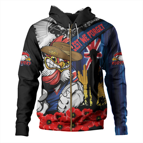 Sydney Roosters Hoodie United In Spirit Anzac Day Tribute Sydney Roosters Hoodie United In Spirit Anzac Day Tribute