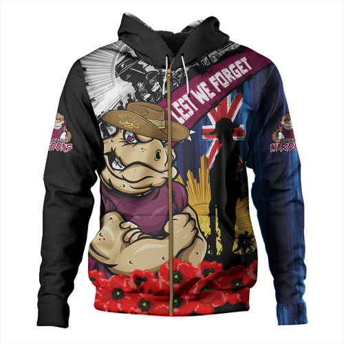 Queensland Maroons Hoodie United In Spirit Anzac Day Tribute Queensland Maroons Hoodie United In Spirit Anzac Day Tribute