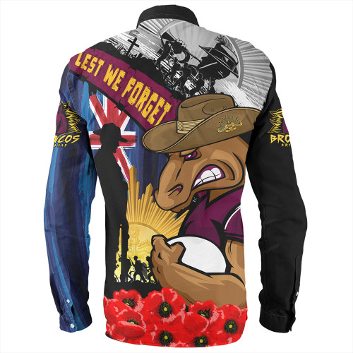 Brisbane Broncos Long Sleeve Shirt United In Spirit Anzac Day Tribute Brisbane Broncos Long Sleeve Shirt United In Spirit Anzac Day Tribute