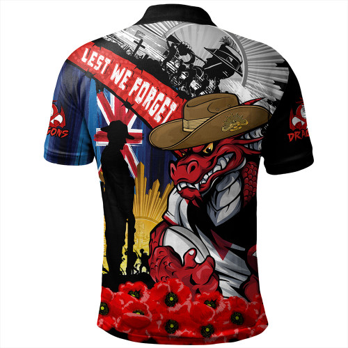 St. George Illawarra Dragons Polo Shirt United In Spirit Anzac Day Tribute St. George Illawarra Dragons Polo Shirt United In Spirit Anzac Day Tribute
