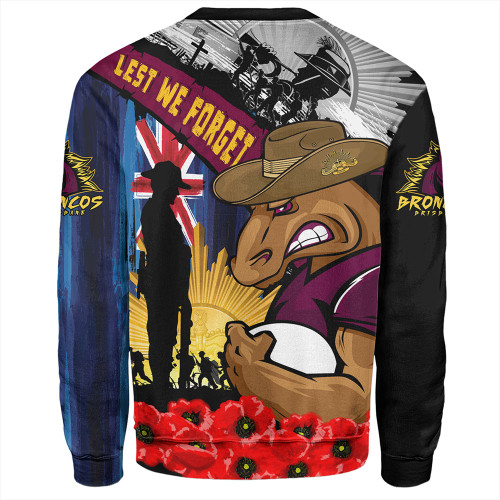 Brisbane Broncos Sweatshirt United In Spirit Anzac Day Tribute Brisbane Broncos Sweatshirt United In Spirit Anzac Day Tribute