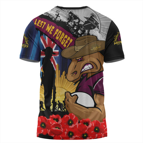 Brisbane Broncos T-Shirt United In Spirit Anzac Day Tribute Brisbane Broncos T-Shirt United In Spirit Anzac Day Tribute