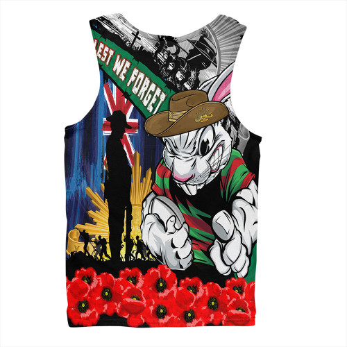 South Sydney Rabbitohs Men Singlet United In Spirit Anzac Day Tribute South Sydney Rabbitohs Men Singlet United In Spirit Anzac Day Tribute