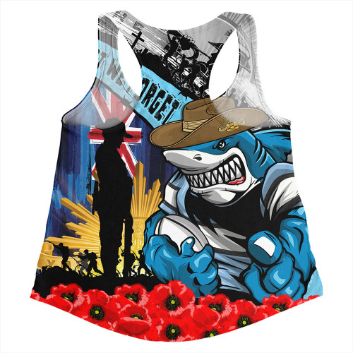 Cronulla-Sutherland Sharks Women Racerback Singlet United In Spirit Anzac Day Tribute