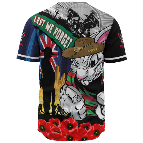 South Sydney Rabbitohs Baseball Shirt United In Spirit Anzac Day Tribute South Sydney Rabbitohs Baseball Shirt United In Spirit Anzac Day Tribute