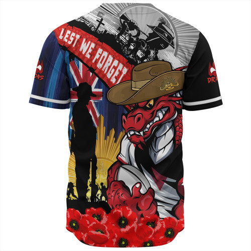 St. George Illawarra Dragons Baseball Shirt United In Spirit Anzac Day Tribute St. George Illawarra Dragons Baseball Shirt United In Spirit Anzac Day Tribute