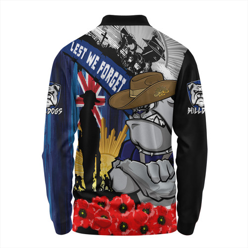 Canterbury-Bankstown Bulldogs Long Sleeve Polo Shirt United In Spirit Anzac Day Tribute Canterbury-Bankstown Bulldogs Long Sleeve Polo Shirt United In Spirit Anzac Day Tribute