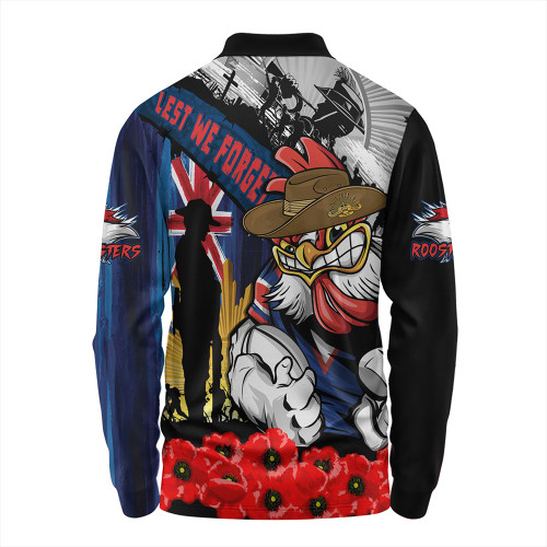 Sydney Roosters Long Sleeve Polo Shirt United In Spirit Anzac Day Tribute Sydney Roosters Long Sleeve Polo Shirt United In Spirit Anzac Day Tribute