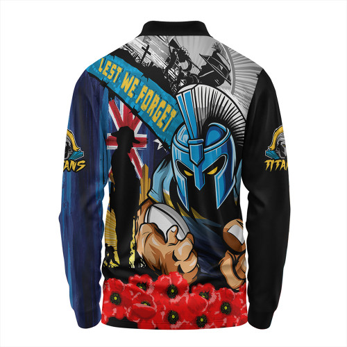 Gold Coast Titans Long Sleeve Polo Shirt United In Spirit Anzac Day Tribute Gold Coast Titans Long Sleeve Polo Shirt United In Spirit Anzac Day Tribute