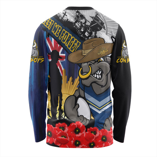 North Queensland Cowboys Long Sleeve T-shirt United In Spirit Anzac Day Tribute North Queensland Cowboys Long Sleeve T-shirt United In Spirit Anzac Day Tribute