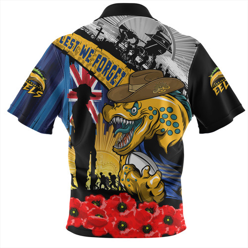 Parramatta Eels Zip Polo Shirt United In Spirit Anzac Day Tribute