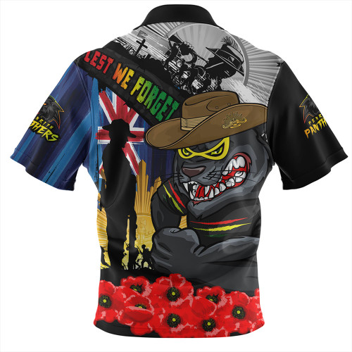 Penrith Panthers Zip Polo Shirt United In Spirit Anzac Day Tribute