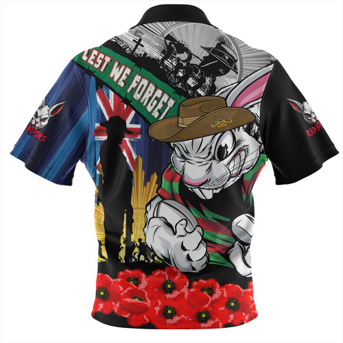 South Sydney Rabbitohs Zip Polo Shirt United In Spirit Anzac Day Tribute South Sydney Rabbitohs Zip Polo Shirt United In Spirit Anzac Day Tribute