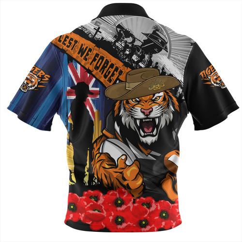 Wests Tigers Zip Polo Shirt United In Spirit Anzac Day Tribute