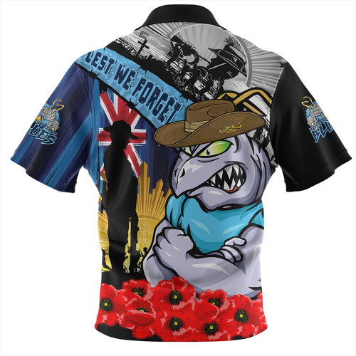 New South Wales Blues Zip Polo Shirt United In Spirit Anzac Day Tribute New South Wales Blues Zip Polo Shirt United In Spirit Anzac Day Tribute