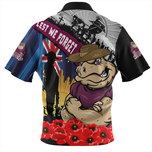 Queensland Maroons Zip Polo Shirt United In Spirit Anzac Day Tribute