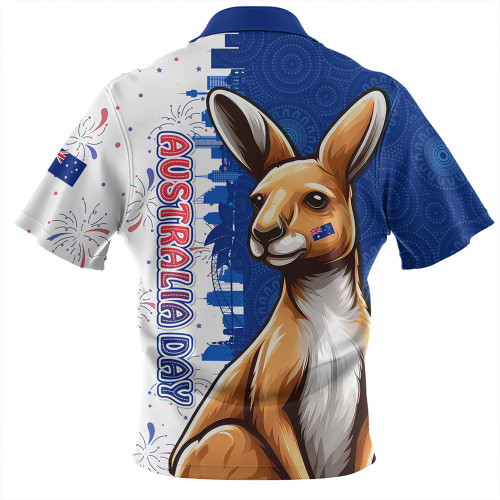 Australia Zip Polo Shirt Australia Day Spirit Kangaroo Design Australia Zip Polo Shirt Australia Day Spirit Kangaroo Design