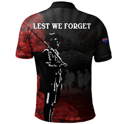 Australia Polo Shirt Anzac Day Lest We Forget Soldier Stencil Art Australia Polo Shirt Anzac Day Lest We Forget Soldier Stencil Art