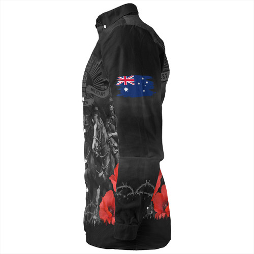 Australia Long Sleeve Shirt Anzac Lest We Forget Light Horse Design