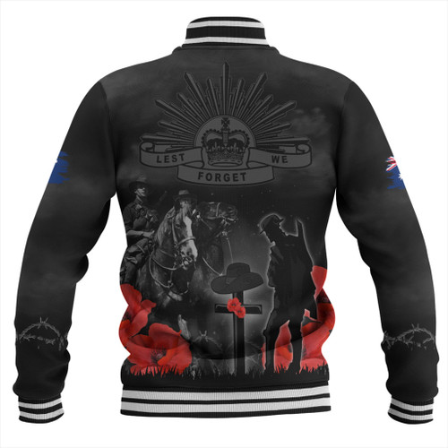 Australia Baseball Jacket Anzac Lest We Forget Light Horse Design Australia Baseball Jacket Anzac Lest We Forget Light Horse Design