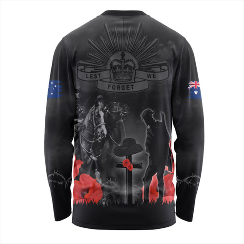 Australia Long Sleeve T-shirt Anzac Lest We Forget Light Horse Design Australia Long Sleeve T-shirt Anzac Lest We Forget Light Horse Design