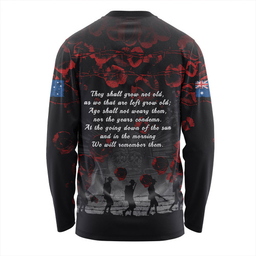 Australia Long Sleeve T-shirt Anzac Day Poppy Pride Honoring The Fallen