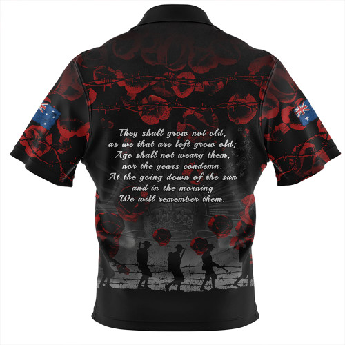 Australia Zip Polo Shirt Anzac Day Poppy Pride Honoring The Fallen
