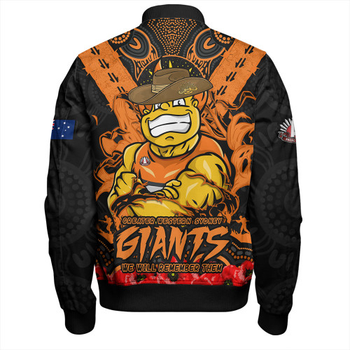 GWS GIANTS Bomber Jacket Ripped Legacy Of The Game The ANZAC Spirit Lives On
