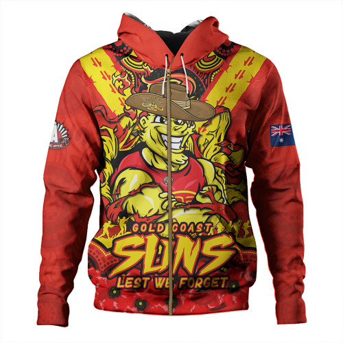 Gold Coast SUNS Hoodie Ripped Legacy Of The Game The ANZAC Spirit Lives On