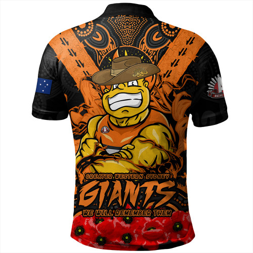 GWS GIANTS Polo Shirt Ripped Legacy Of The Game The ANZAC Spirit Lives On GWS GIANTS Polo Shirt Ripped Legacy Of The Game The ANZAC Spirit Lives On
