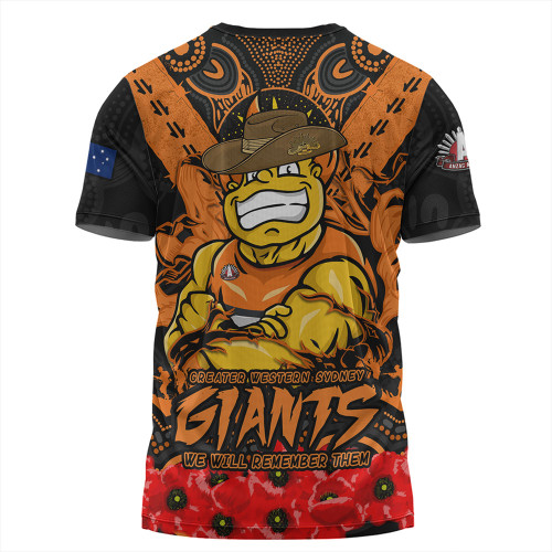 GWS GIANTS T-Shirt Ripped Legacy Of The Game The ANZAC Spirit Lives On GWS GIANTS T-Shirt Ripped Legacy Of The Game The ANZAC Spirit Lives On
