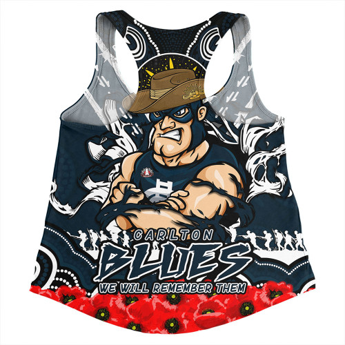 Carlton Women Racerback Singlet Ripped Legacy Of The Game The ANZAC Spirit Lives On Carlton Women Racerback Singlet Ripped Legacy Of The Game The ANZAC Spirit Lives On