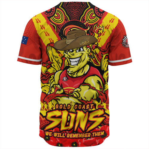 Gold Coast SUNS Baseball Shirt Ripped Legacy Of The Game The ANZAC Spirit Lives On