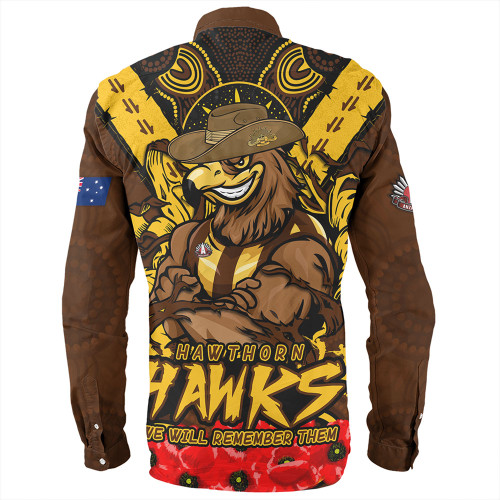 Hawthorn Long Sleeve Polo Shirt Ripped Legacy Of The Game The ANZAC Spirit Lives On Hawthorn Long Sleeve Polo Shirt Ripped Legacy Of The Game The ANZAC Spirit Lives On