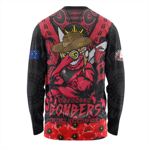 Essendon Long Sleeve T-shirt Ripped Legacy Of The Game The ANZAC Spirit Lives On