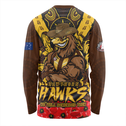 Hawthorn Long Sleeve T-shirt Ripped Legacy Of The Game The ANZAC Spirit Lives On Hawthorn Long Sleeve T-shirt Ripped Legacy Of The Game The ANZAC Spirit Lives On