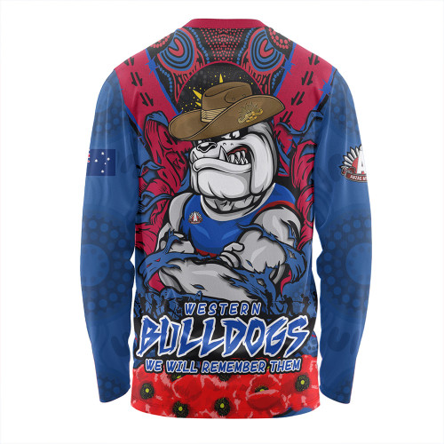 Western Bulldogs Long Sleeve T-shirt Ripped Legacy Of The Game The ANZAC Spirit Lives On
