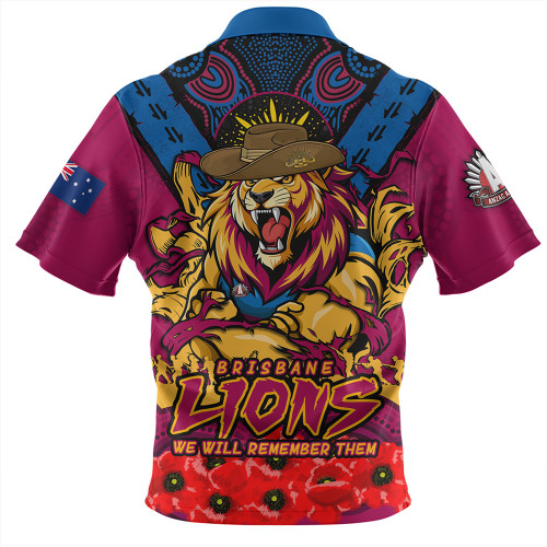 Brisbane Lions Zip Polo Shirt Ripped Legacy Of The Game The ANZAC Spirit Lives On