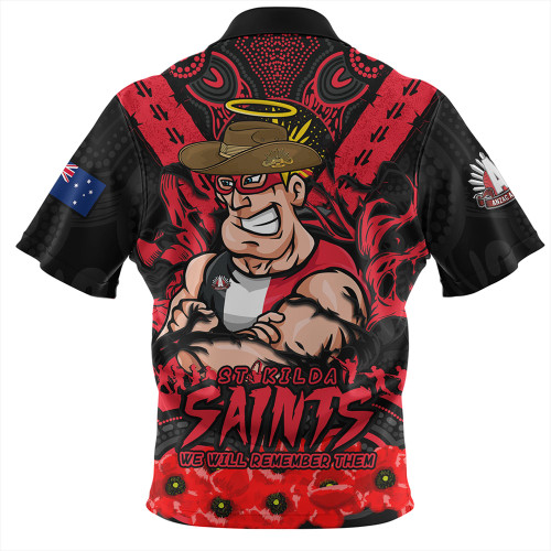 St Kilda Zip Polo Shirt Ripped Legacy Of The Game The ANZAC Spirit Lives On