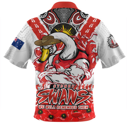 Sydney Swans Zip Polo Shirt Ripped Legacy Of The Game The ANZAC Spirit Lives On Sydney Swans Zip Polo Shirt Ripped Legacy Of The Game The ANZAC Spirit Lives On