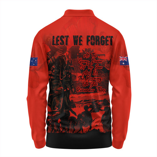 Australia Long Sleeve Polo Shirt Red Legacy Honoring ANZAC Heroes Australia Long Sleeve Polo Shirt Red Legacy Honoring ANZAC Heroes