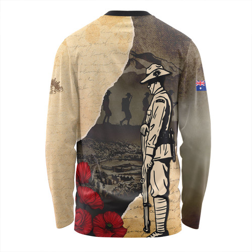 Australia Long Sleeve T-shirt Anzac Day Lest We Forget Letters From The Battlefield