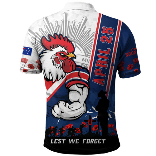 Sydney Roosters Polo Shirt Anzac Day Lest We Forget Strong Fighting Spirit Sydney Roosters Polo Shirt Anzac Day Lest We Forget Strong Fighting Spirit