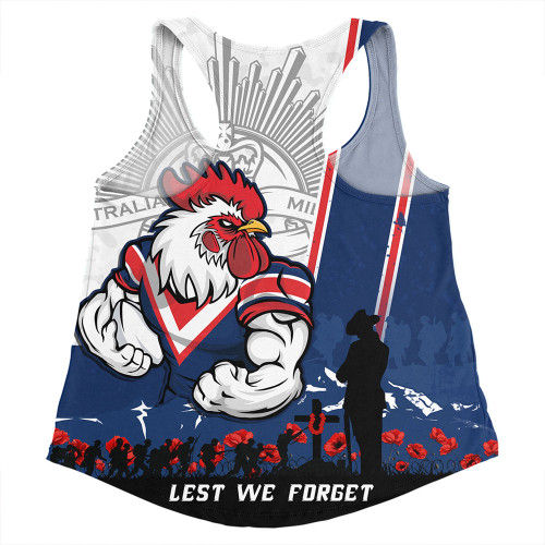 Sydney Roosters Women Racerback Singlet Anzac Day Lest We Forget Strong Fighting Spirit Sydney Roosters Women Racerback Singlet Anzac Day Lest We Forget Strong Fighting Spirit