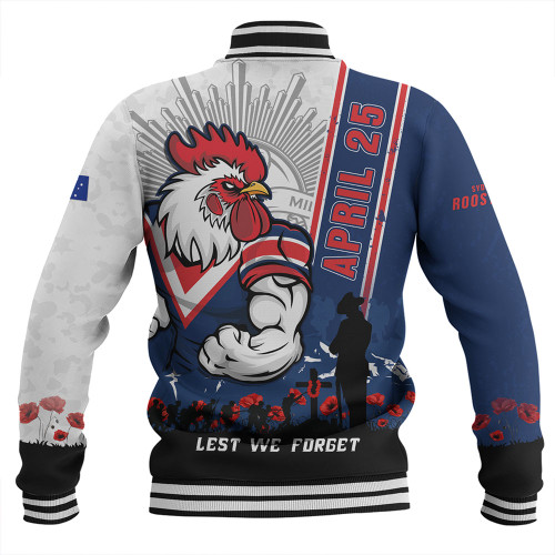 Sydney Roosters Baseball Jacket Anzac Day Lest We Forget Strong Fighting Spirit Sydney Roosters Baseball Jacket Anzac Day Lest We Forget Strong Fighting Spirit