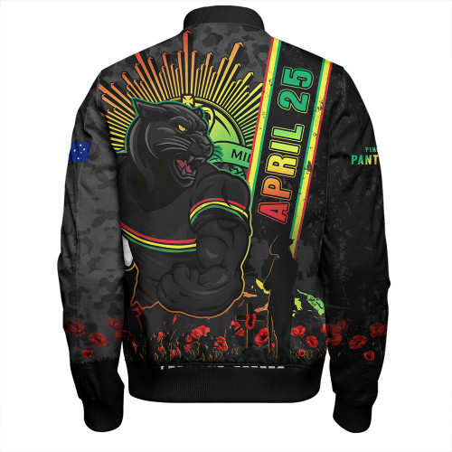 Penrith Panthers Bomber Jacket Anzac Day Lest We Forget Strong Fighting Spirit