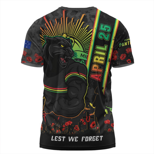 Penrith Panthers T-Shirt Anzac Day Lest We Forget Strong Fighting Spirit
